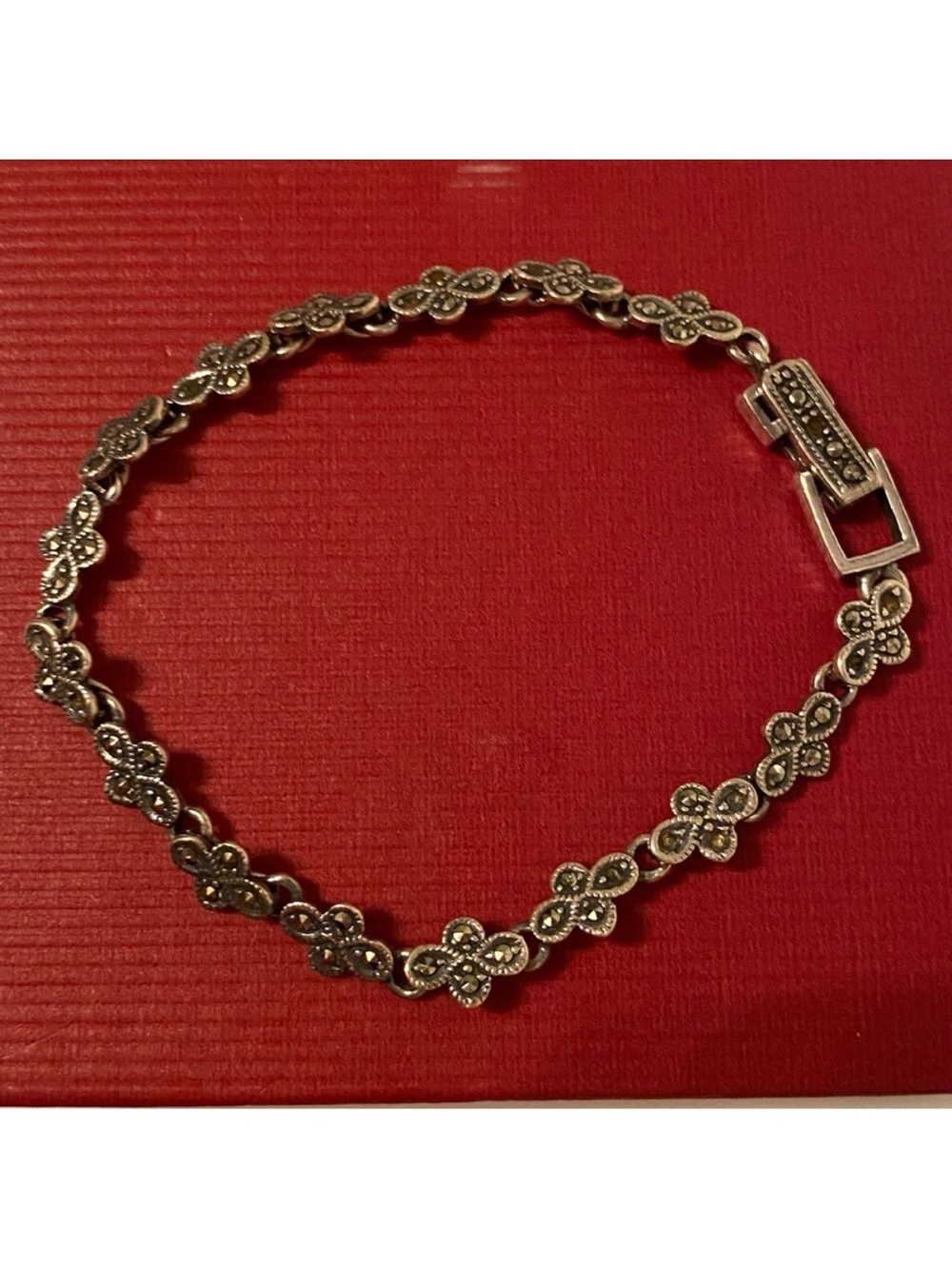 MT BRACELET 925 STERLING SILVER MARCASITE LINKS 9.2g 7.5” SIGNED